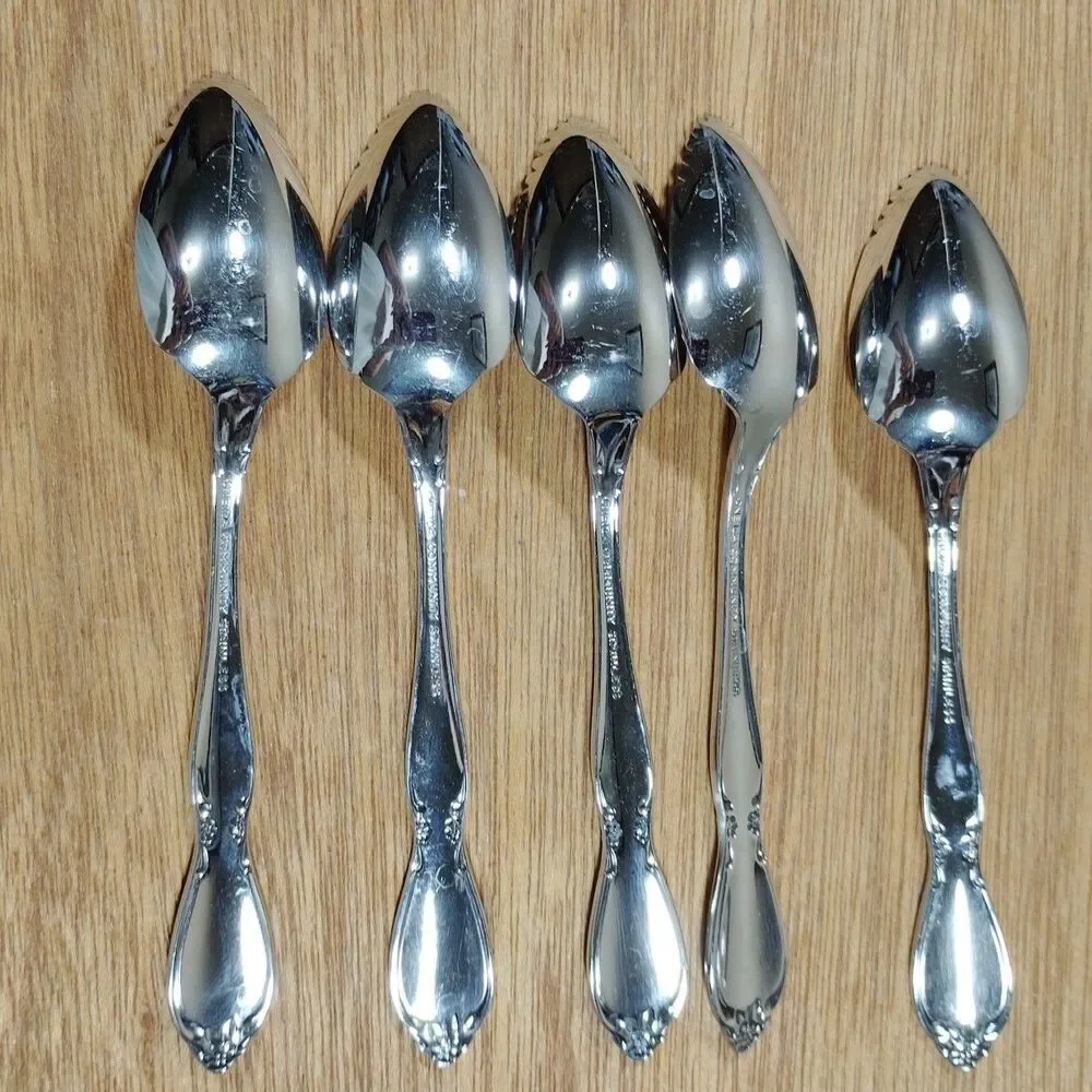 FIVE Oneida Community Chatelaine Grapefruit Spoons Stainless Flatware